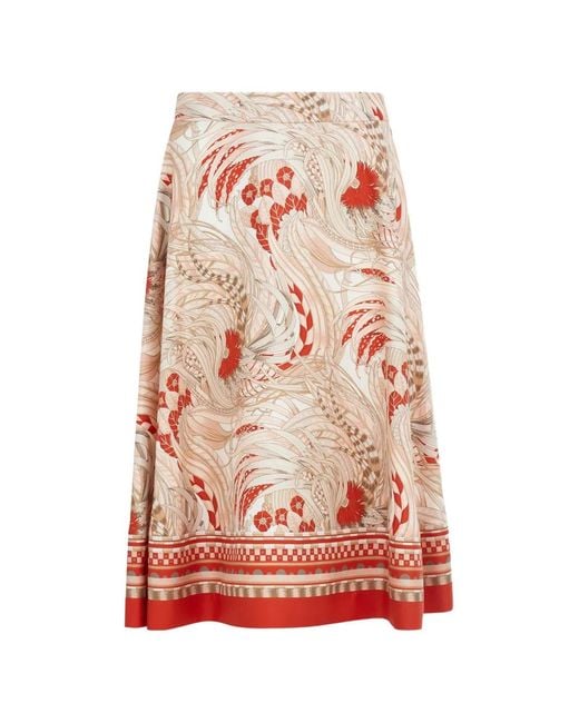 Ferragamo White Rooster-Print Long Skirt