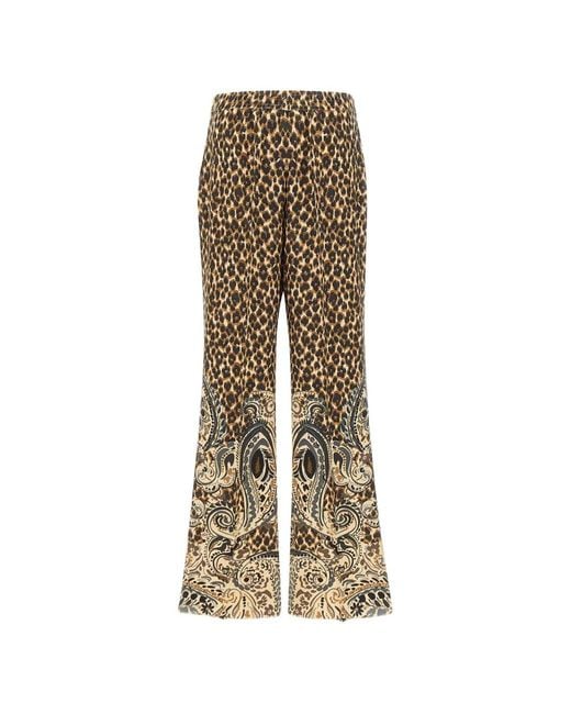 Etro Natural Leopard-Print Trousers
