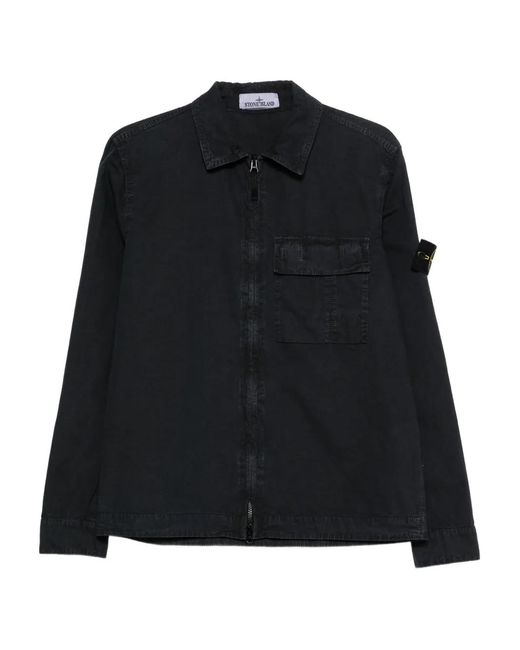 Stone Island Black Zip Pocket Shirt Jacket for men