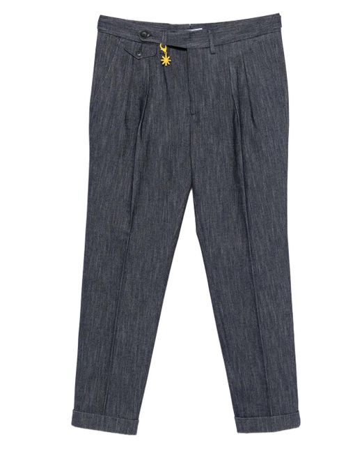 Manuel Ritz Blue Wool-Blend Trousers for men