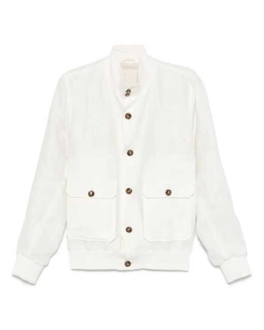 Barba Napoli White Linen Jacket for men