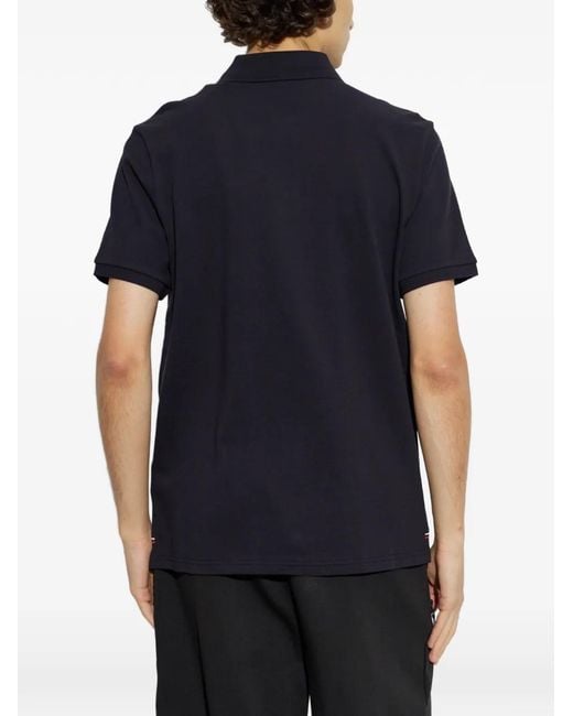 Moncler Blue Logo-Patch Short-Sleeve Polo Shirt for men