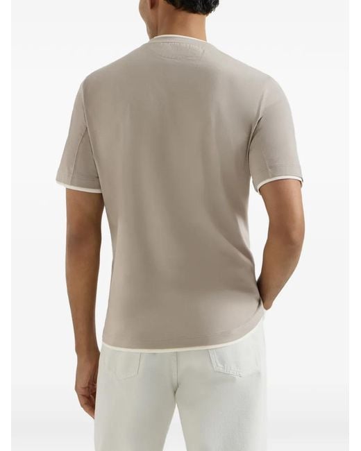 Brunello Cucinelli White T-Shirt With Faux-Layering for men