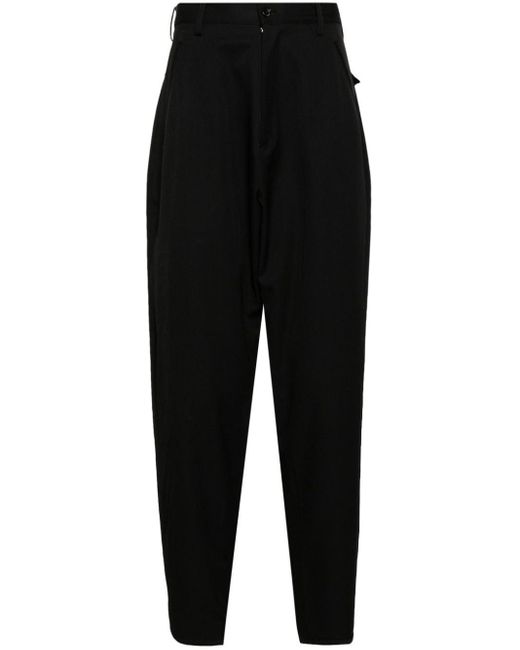 Sulvam Black Tailored Wool Tapered Trousers for men