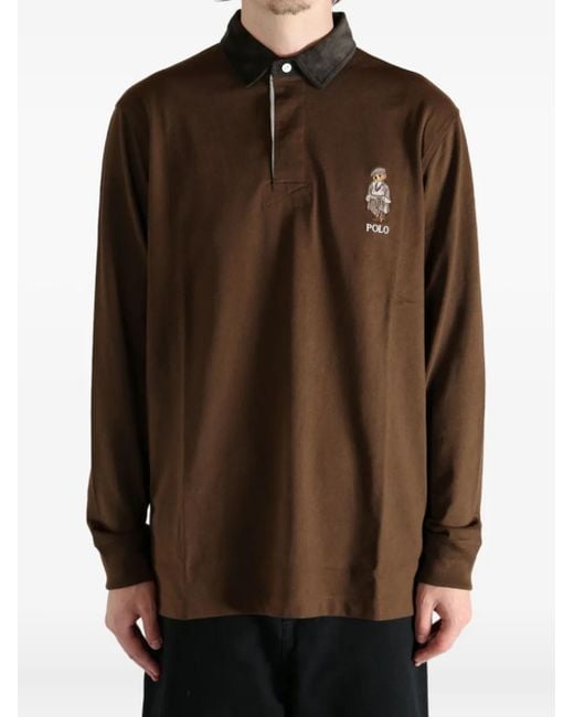 Polo Ralph Lauren Green Bear-Embroidered Rugby Polo Shirt for men