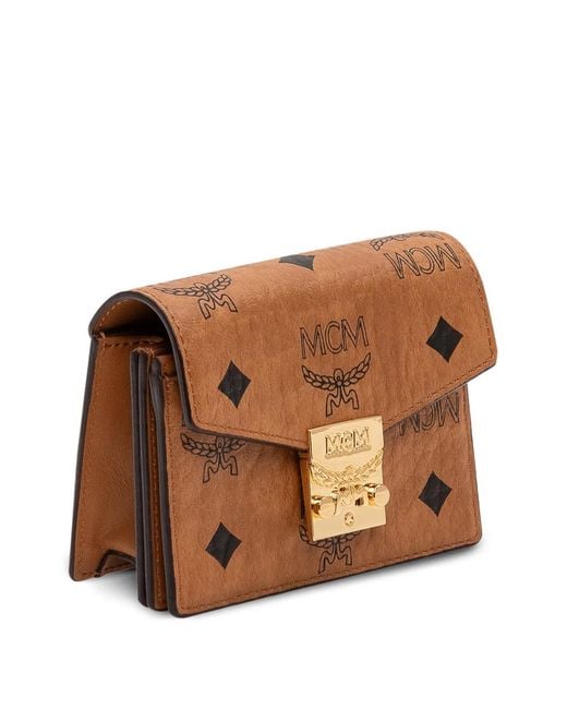 MCM Brown Mini Tracy Logo-Pattern Wallet