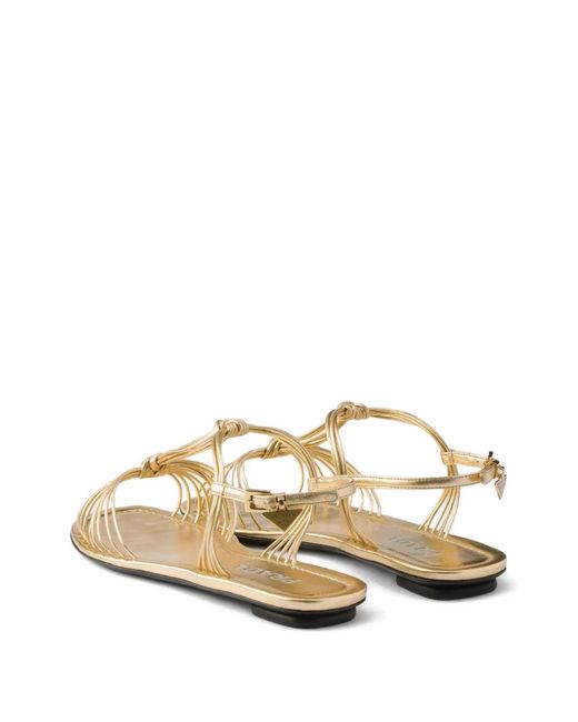 Prada Natural Leather Flat Sandals
