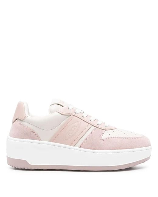 Tod's Pink Leather Platform Sneakers