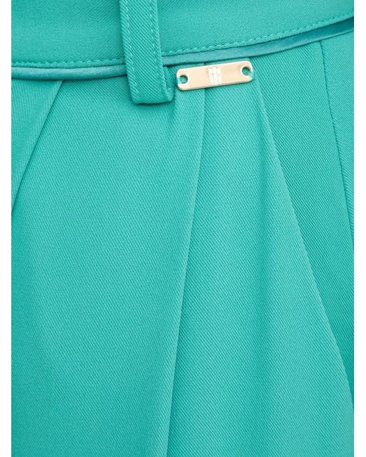 Fracomina Green Pleated Wide-Leg Trousers