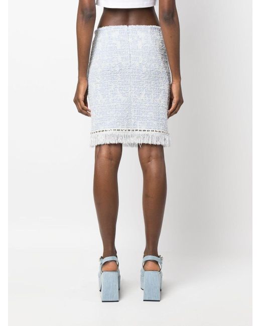 Givenchy White 4G Jacquard Tweed Skirt