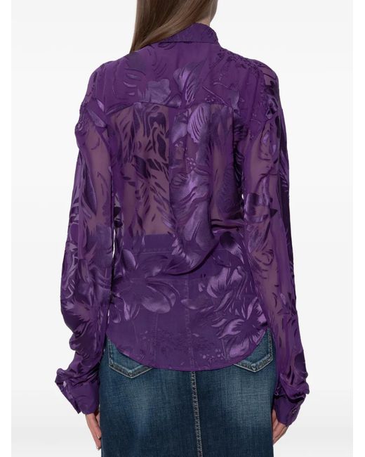 DSquared² Purple Floral Buttoned Shirt