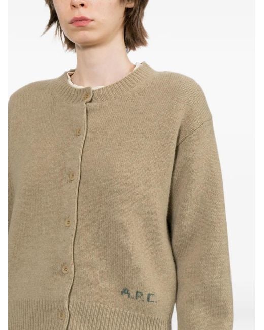 A.P.C. Natural Logo-Embroidered Cardigan