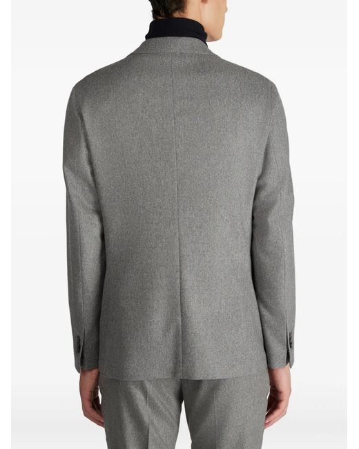 Incotex Gray Single-Breasted Flannel Jacket for men
