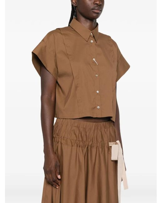 iBlues Brown Cropped Button-Down Shirt