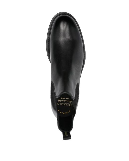 Doucal's Black Round-Toe Leather Boots for men