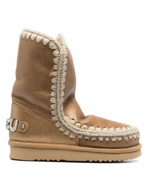Mou Brown 24 Rhinestone-Embellished Boots