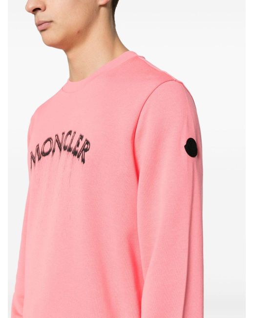 Moncler Sweater Met Geborduurd Logo in het Pink voor heren
