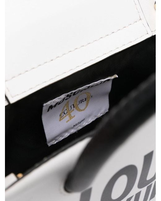Moschino White Gürteltasche mit Slogan-Print