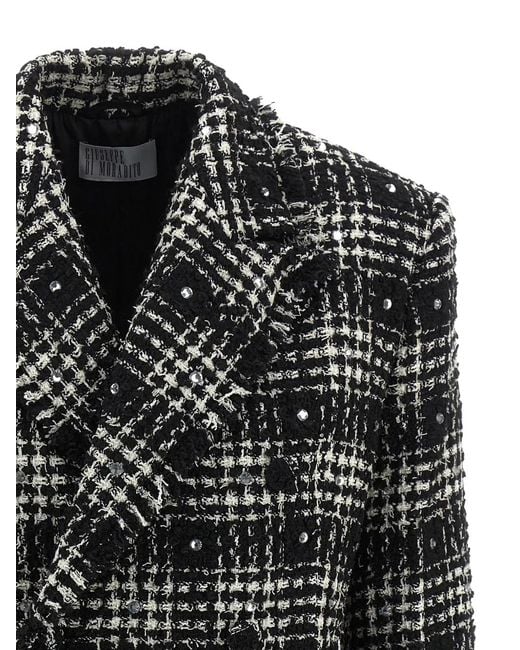 GIUSEPPE DI MORABITO Black Rhinestone-Embellished Tweed Blazer