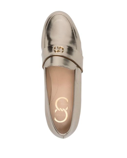 Casadei Logo-Plaque Metallic Loafers