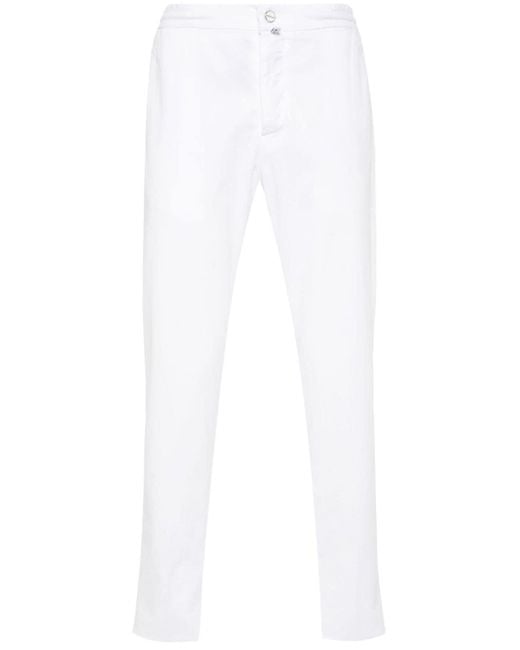 Kiton White Drawstring Tapered-leg Trousers for men