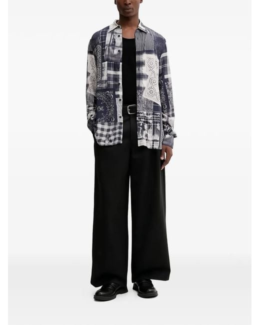 Desigual Blue Patchwork-Print Shirt for men