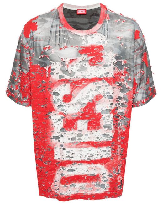 T-BOX-PEEL distressed T-shirt DIESEL de hombre de color Red