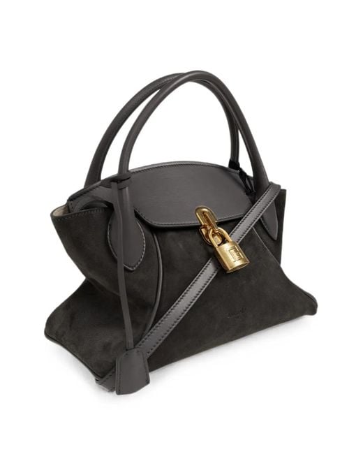 Balmain Black Small Pulse Day Suede Tote Bag