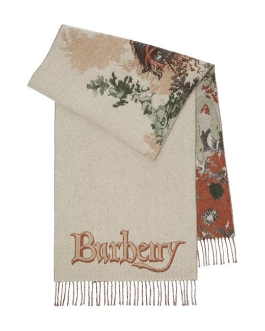 Burberry Gray Stallion Portrait Cashmere Scarf