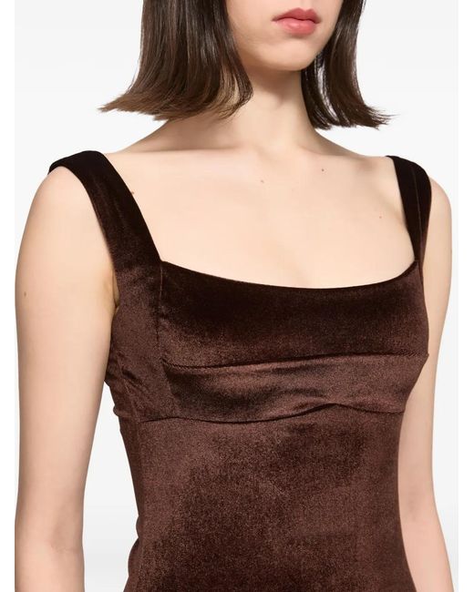 Atu Body Couture Brown Velvet-Texture Maxi Dress