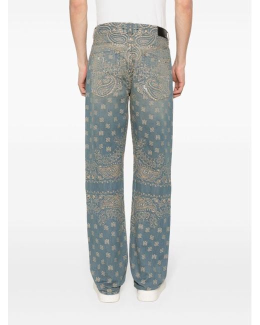 Amiri Straight Jeans Met Bandana Jacquard in het Gray voor heren