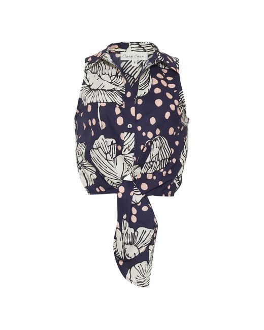 Cara Cara Blue Highland Floral-Print Tie-Waist Top