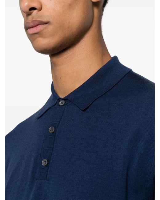Zanone Blue Fine-knit Polo Shirt for men