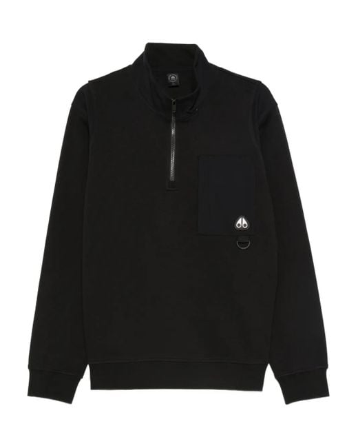 Moose Knuckles Black Patch-Pocket Sweatshirt for men
