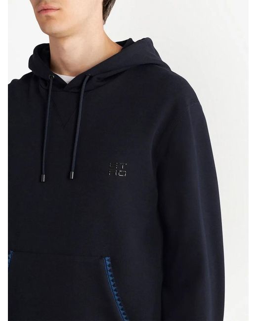 Logo-Patch Pullover Hoodie Etro de hombre de color Blue