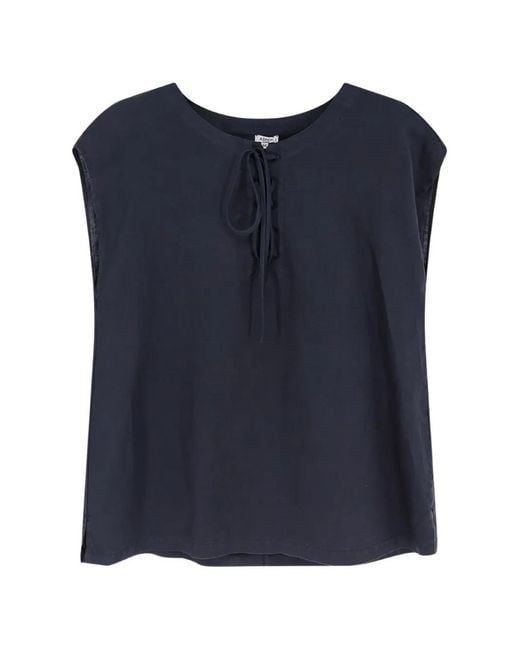 Aspesi Blue Tie-Neck Sleeveless Top