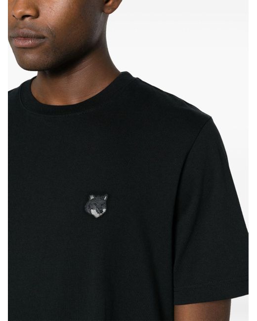 Maison Kitsuné Black T-Shirt With Application for men
