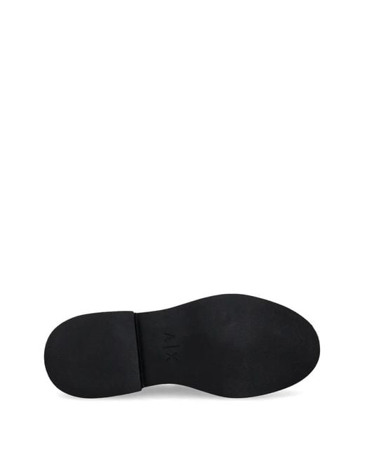 ARMANI EXCHANGE Black Logo-Plaque Loafers