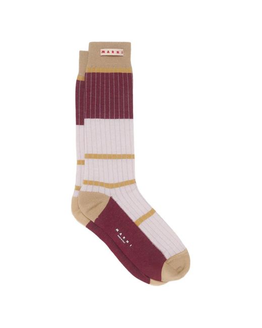 Marni Pink Cotton Socks With Logo Label