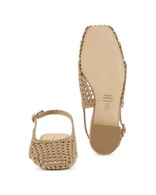 Stuart Weitzman Natural Marina Woven Slingback Ballet Flats
