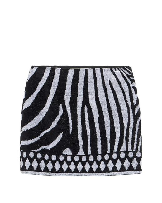 Blumarine Black Zebra-Print Mini Skirt