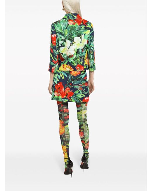 Minifalda de cintura alta y estampado de leopardo Dolce & Gabbana de color Green