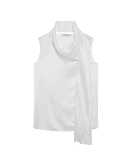 Max Mara White Blouse À Col Bénitier