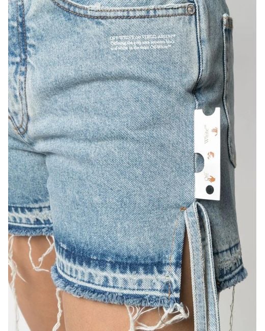 Off-White c/o Virgil Abloh Blue Off White - Jeans Shorts With Details