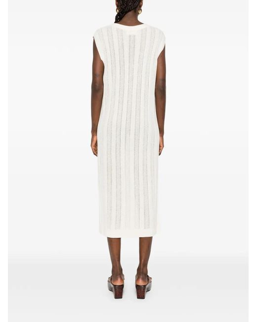 Bompard White Sleeveless Midi Dress