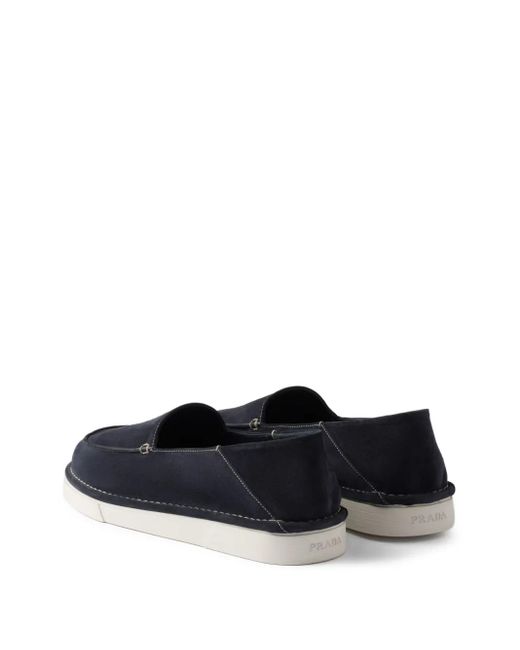 Prada Black Slip-On Suede Loafers for men
