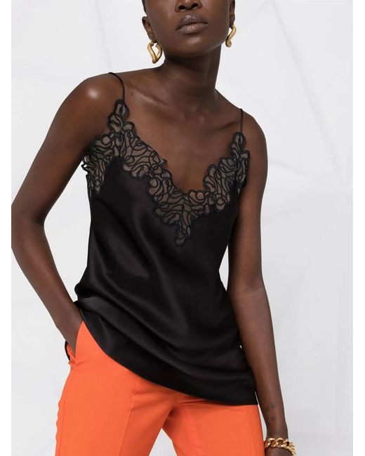 Stella McCartney Lace-trim Satin Cami Top Black