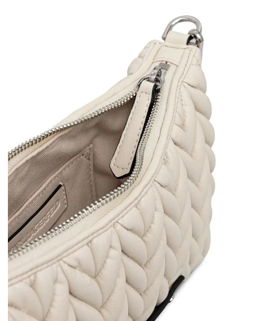 Karl Lagerfeld Natural Gesteppte Umhängetasche Mit Logo-Schild