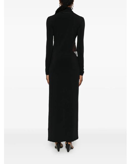 Patrizia Pepe Black High-Neck Rhinestone-Embellished Dress