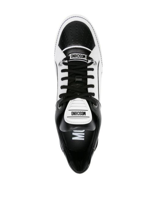 Moschino White Two-tone Leather Sneakers for men